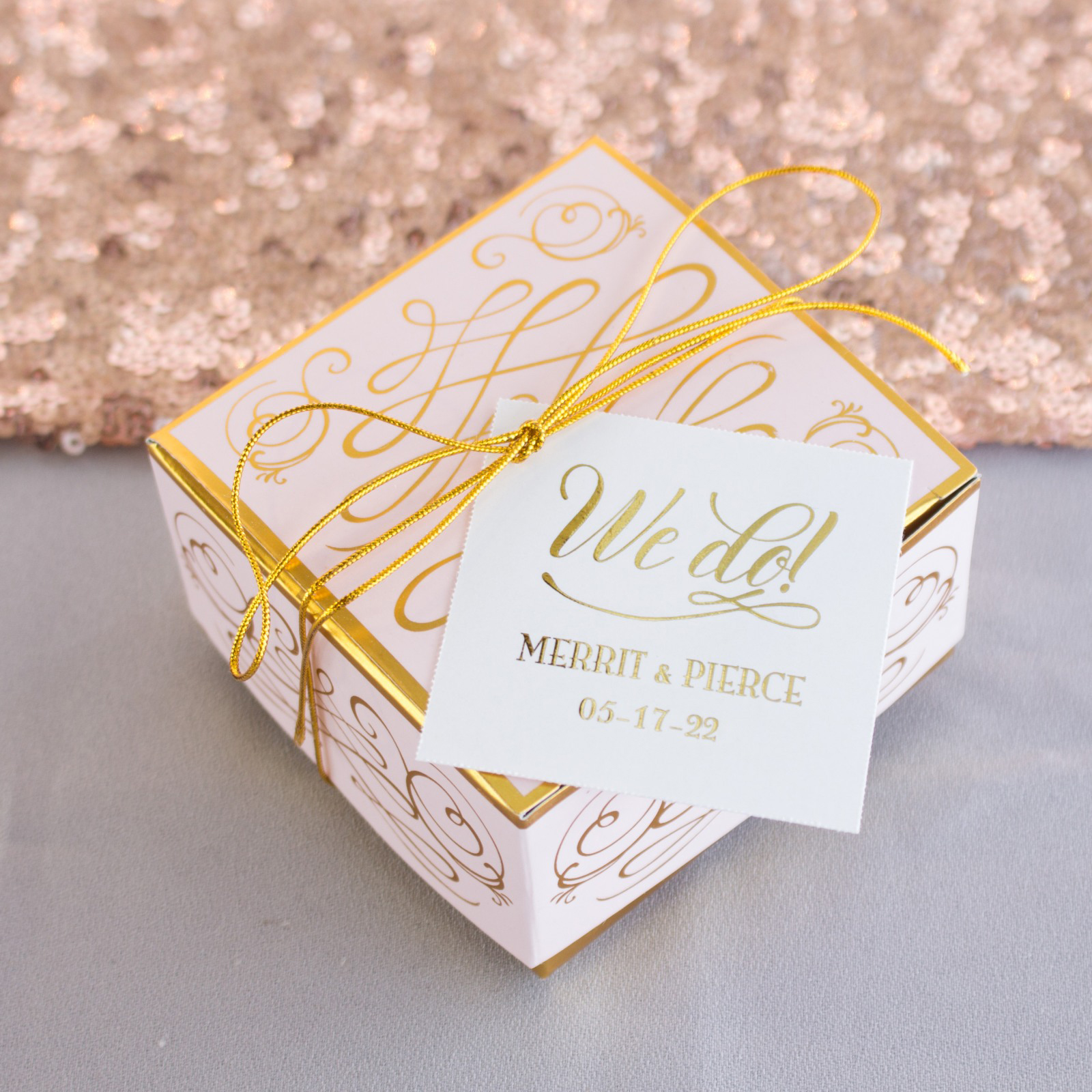 Personalized Metallic Foil Square Favor Tags And Labels 7480