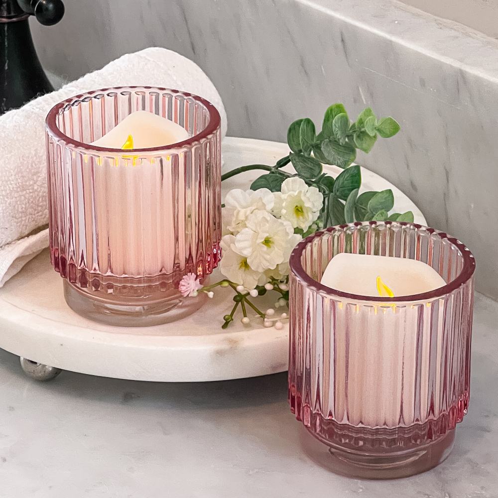 Textured Glass Votive Candle Holders 13396