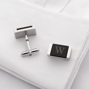 Personalized Faux Onyx Stainless Steel Cuff Links 1088