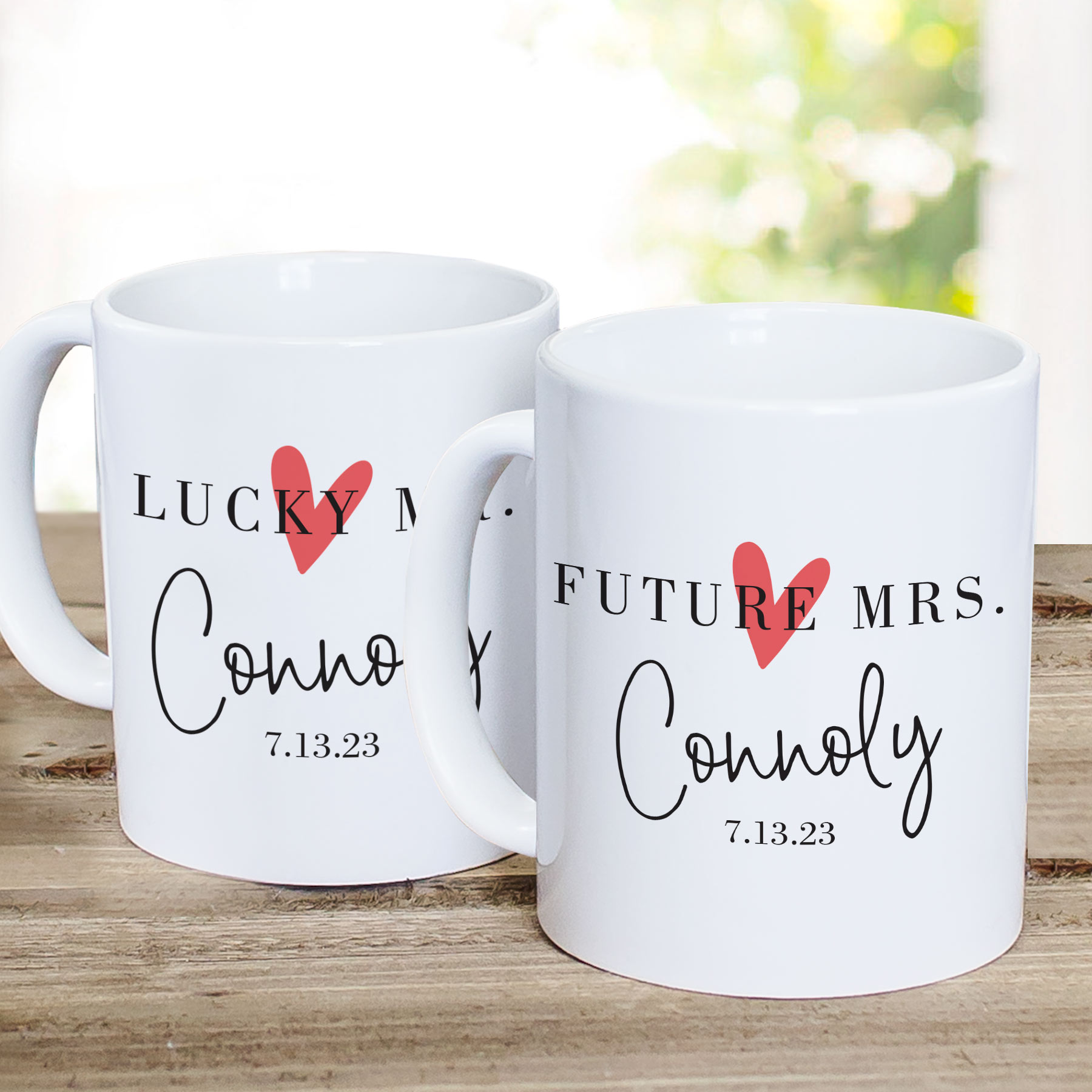 Set of 2 Mr and Mrs Mugs, Wedding Mug Set, His and Hers Mugs