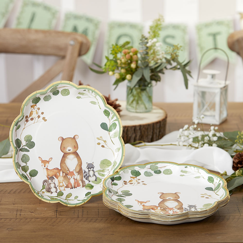 9 in. Woodland Baby Paper Plates