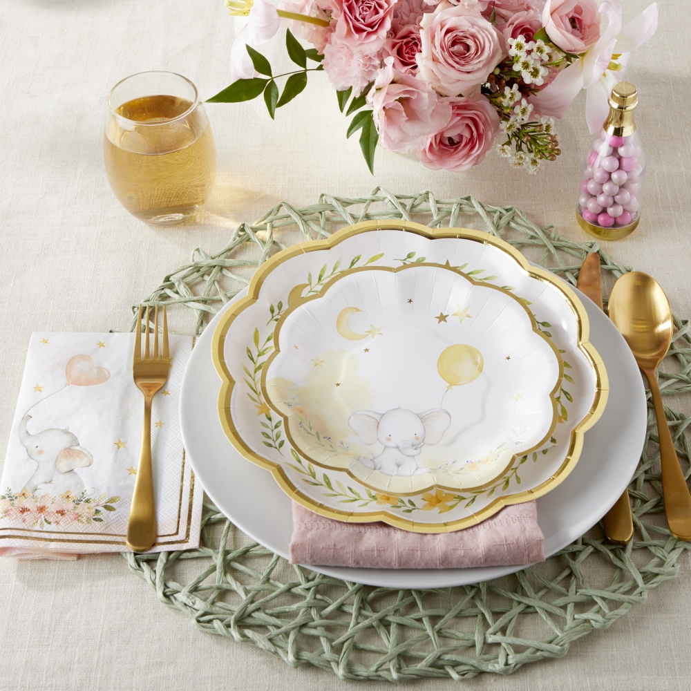 Elephant Baby Shower 7 in. Premium Paper Plates set of 16