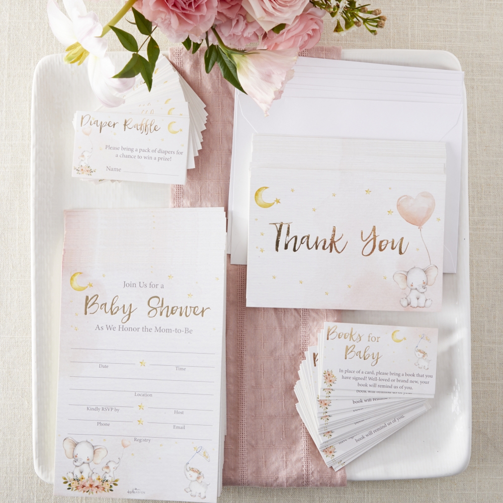 Elephant Baby Shower Invitation & Thank You Card Bundle 12946