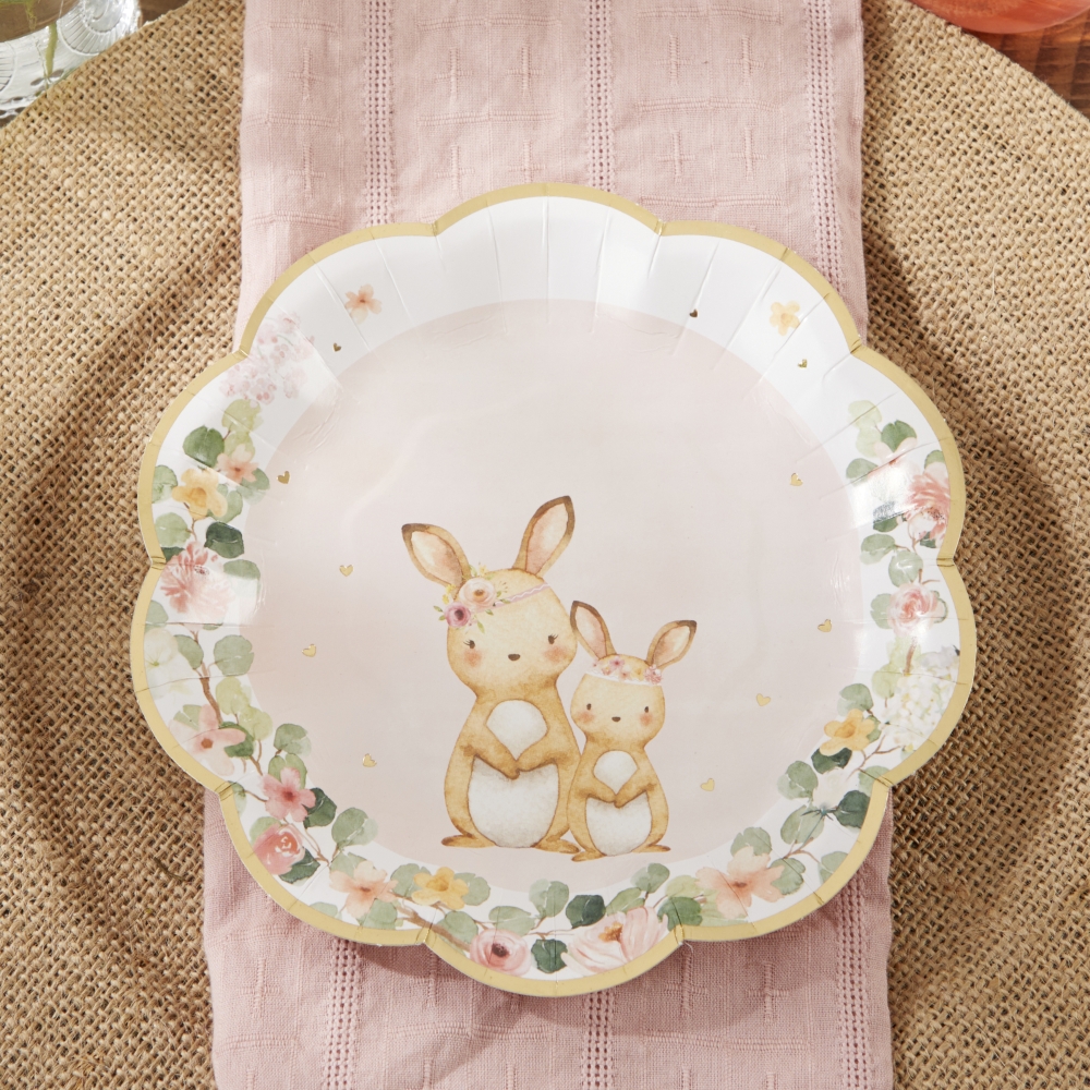7 in. Pink Woodland Baby Paper Plates 12959