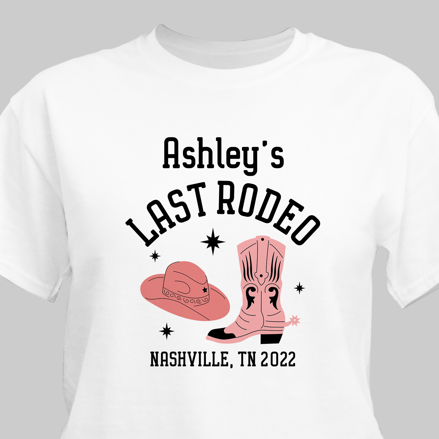 Personalized Last Rodeo Hat & Boots Bachelorette T-shirt 3xxxX2