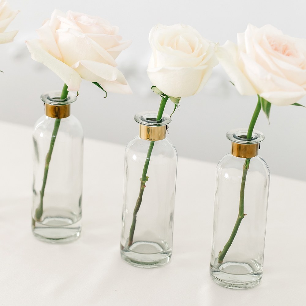 Round Glass Vase with Gold Trim 12183