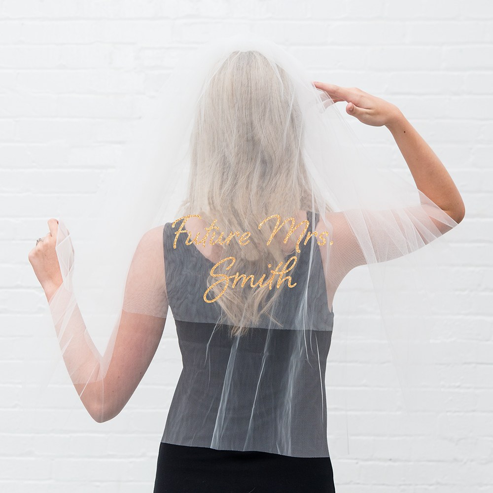 Personalized Future Mrs. Bachelorette Party Bridal Veil 13109
