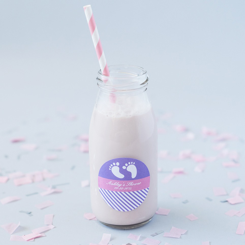 Personalized Baby Shower Milk Jars And Straws 5755