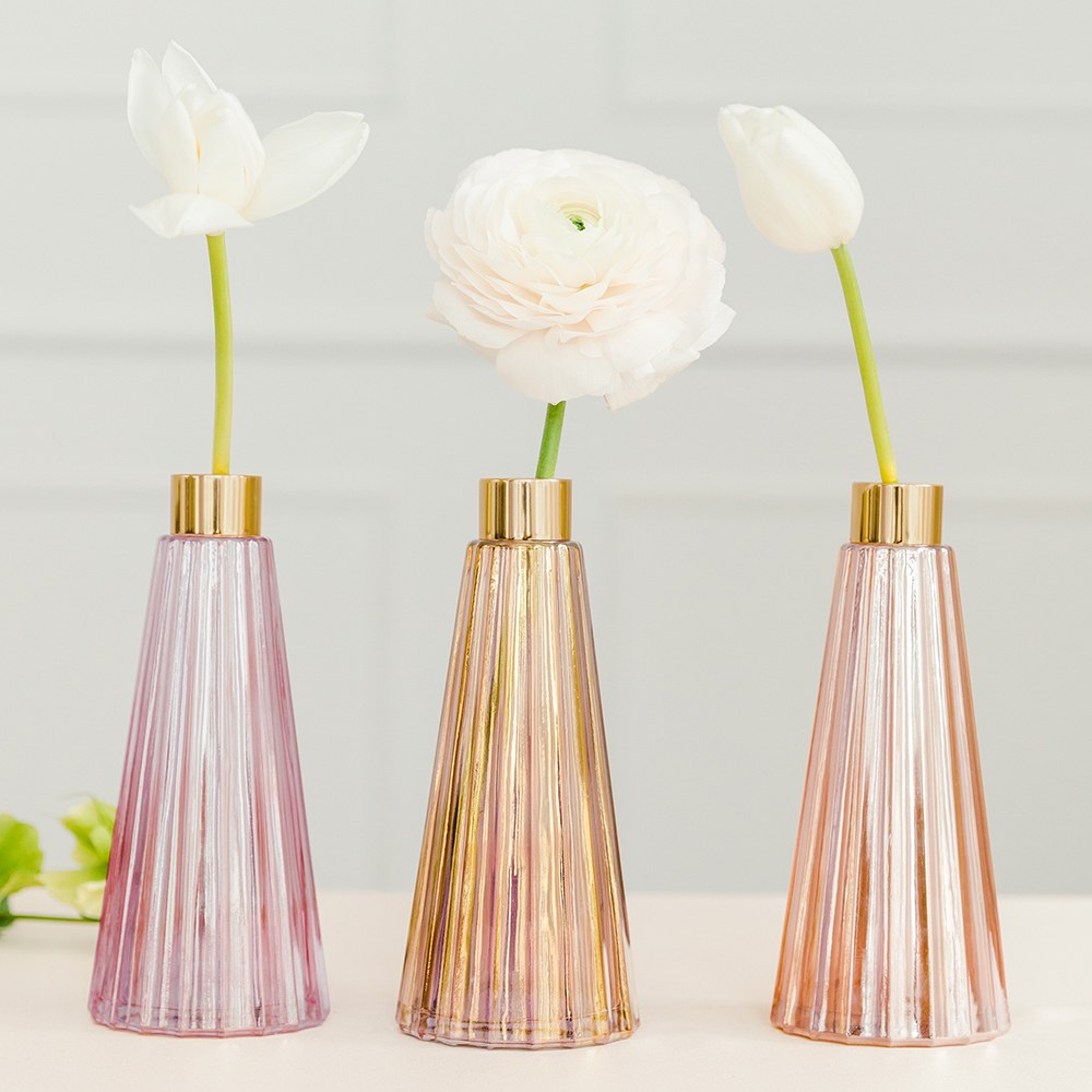 Tapered colored glass bud vases 12978