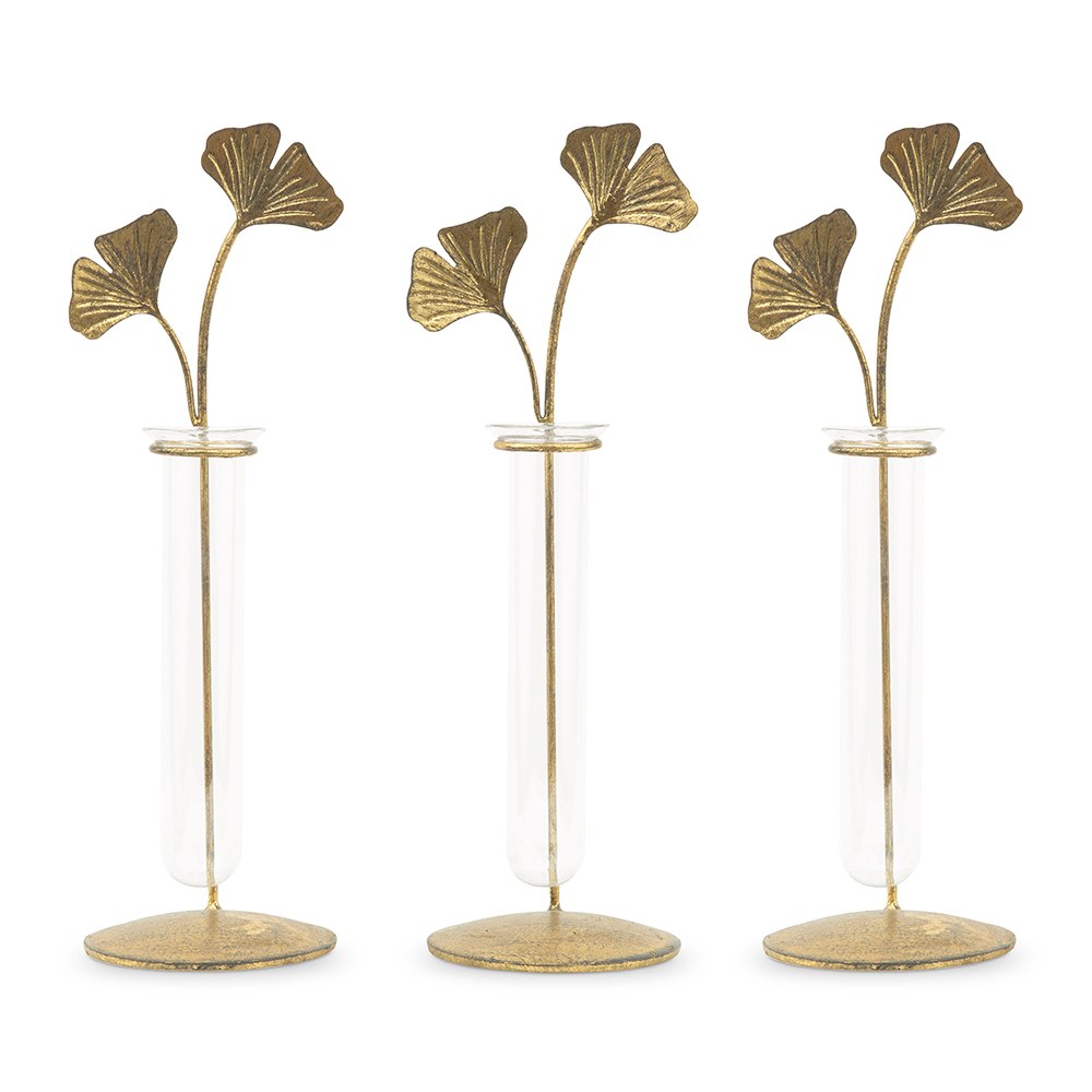 Gold Leaf Glass Test Tube Vases 12977