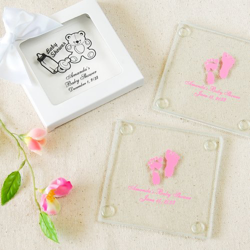 Personalized Baby Shower Glass Coaster 6666