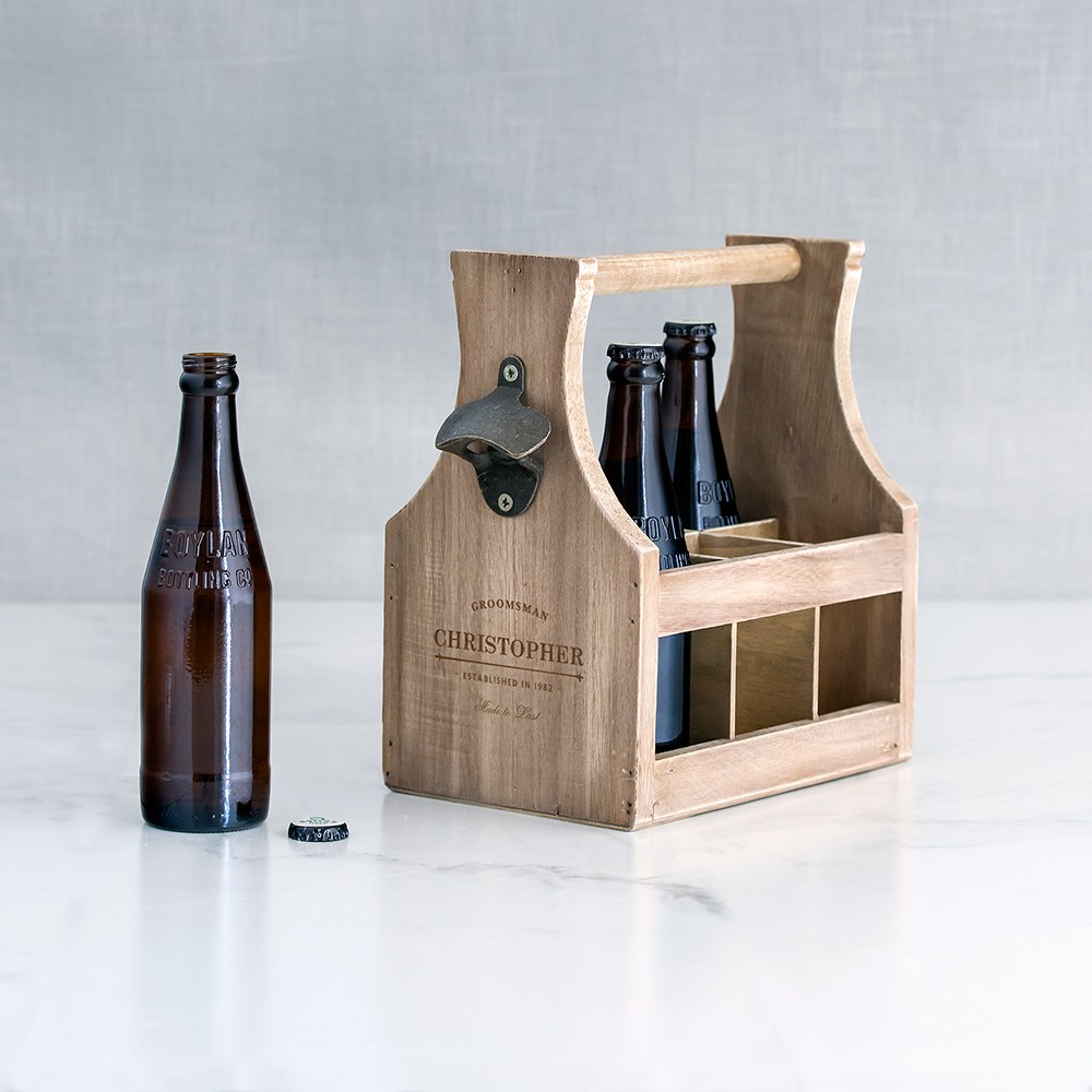 Personalized Wooden Beer Bottle Caddy 13102