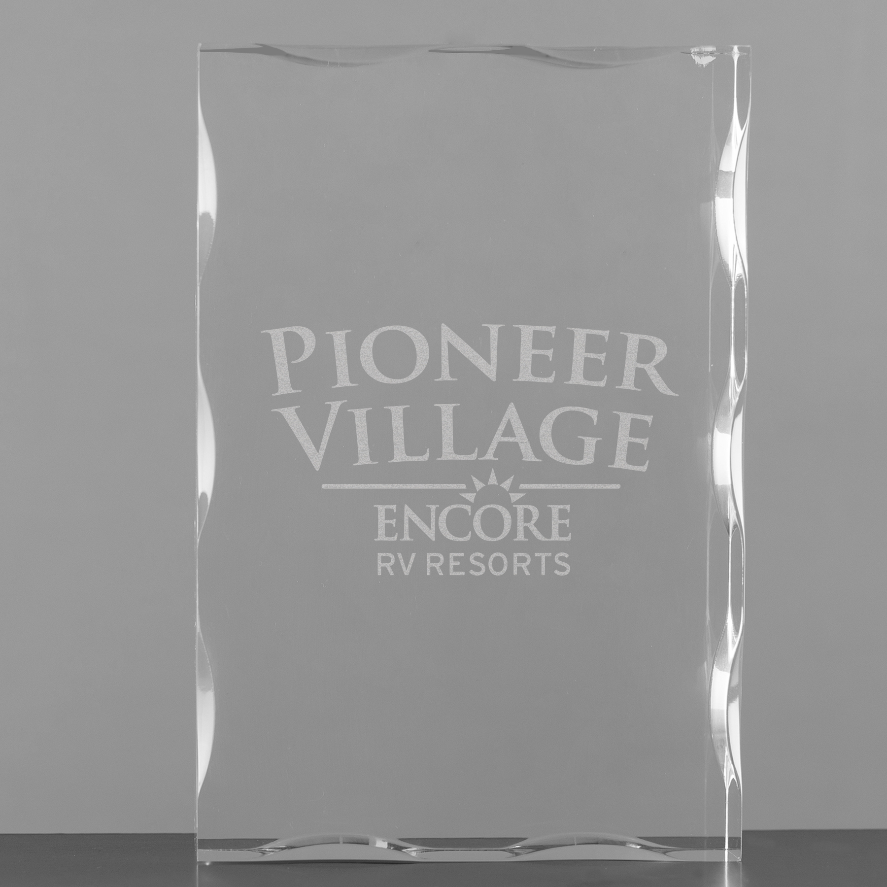 Engraved Corporate Logo Acrylic Block - Scalloped Edge 70001C2