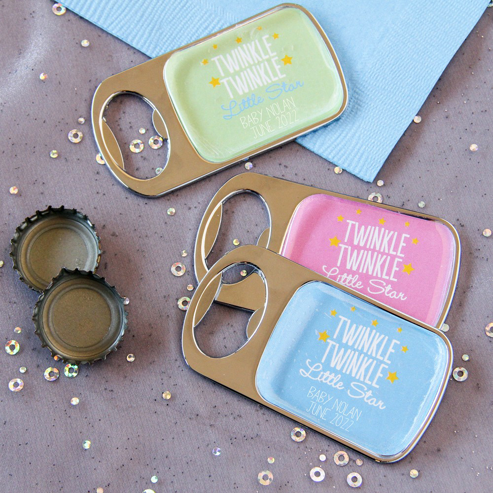 Personalized Baby Themed Bottle Openers With Epoxy Dome 7192