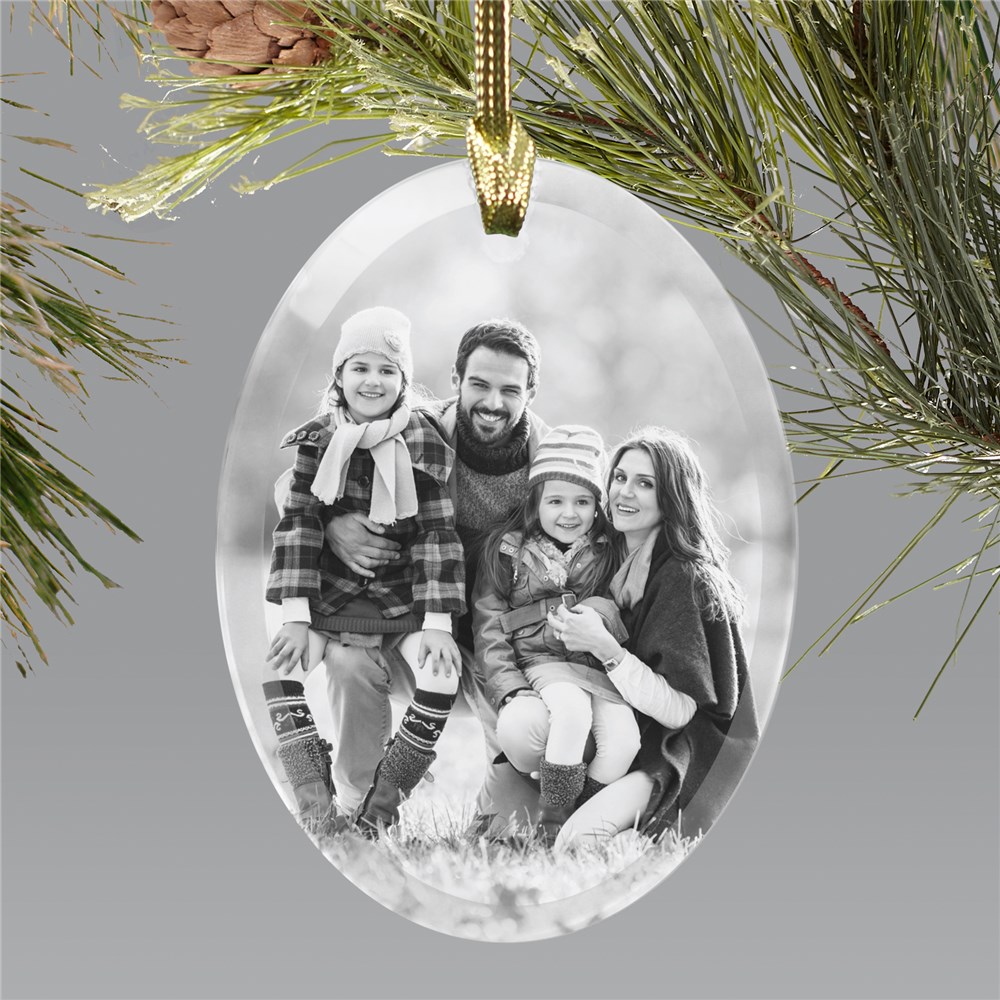 Personalized Oval Glass Wedding Ornament 80004