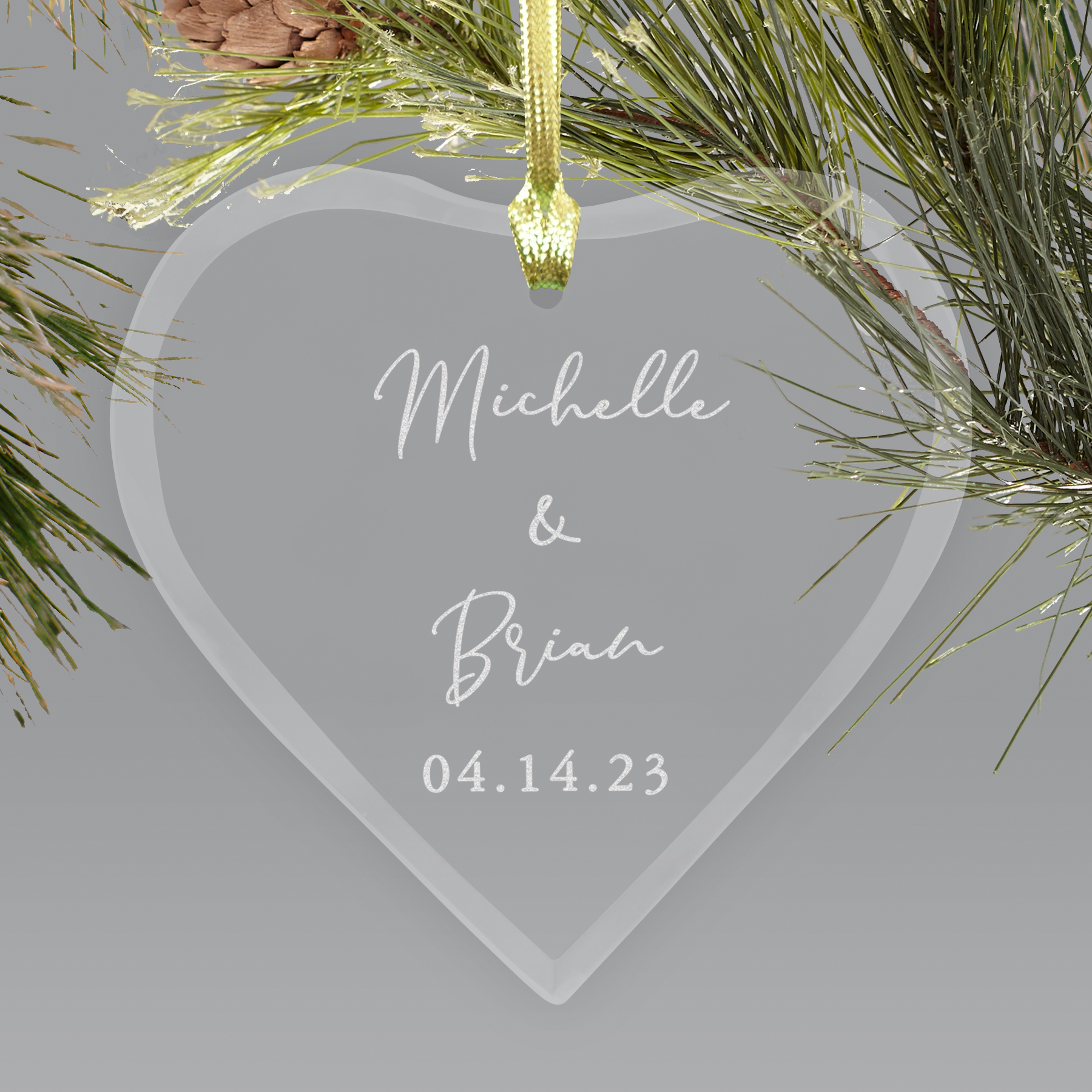 Personalized Heart Glass Wedding Ornament 80004H