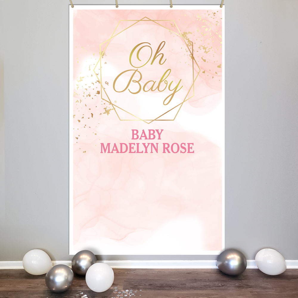 Watercolor with gold Baby Shower Backdrop 91xxx17-WC