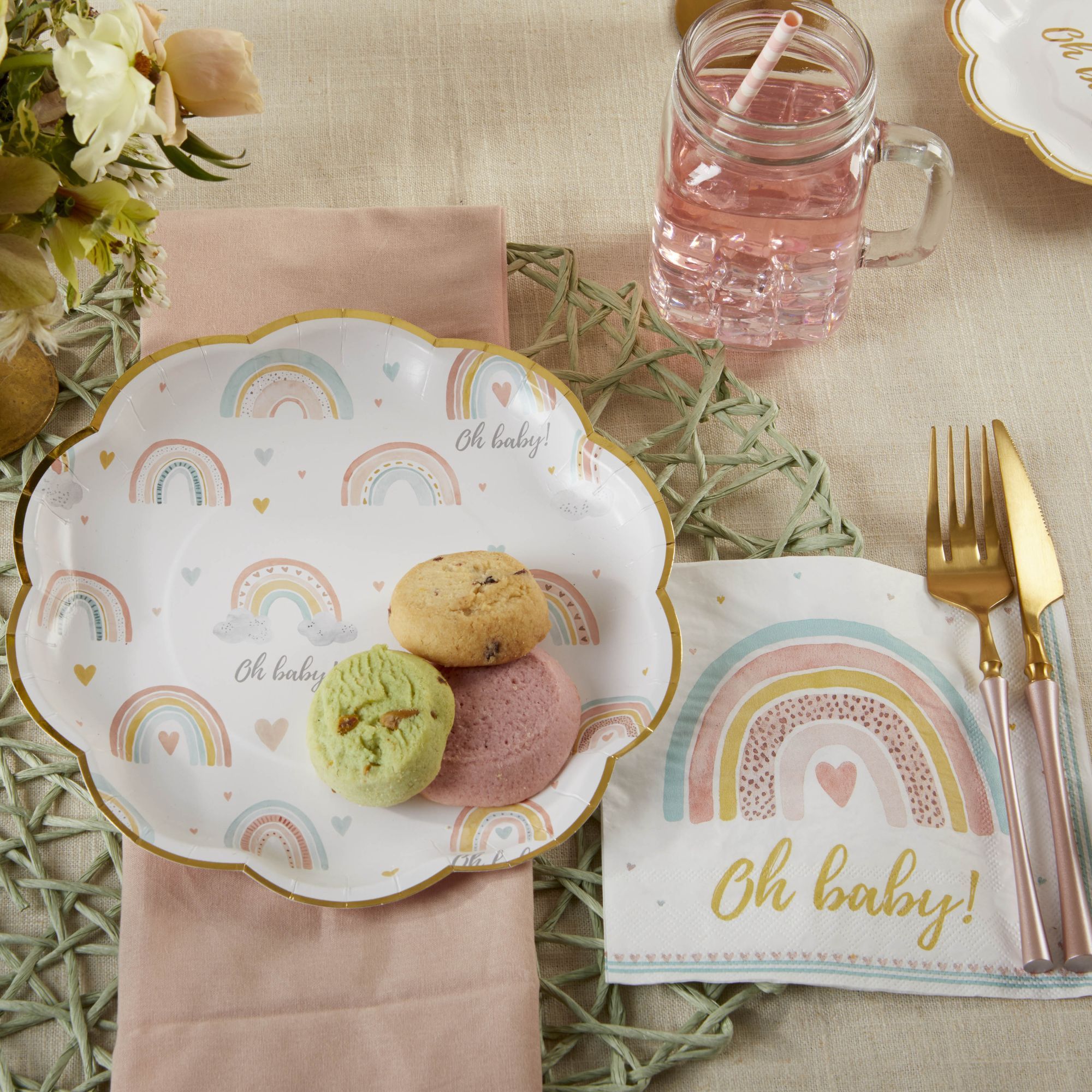 Boho Rainbow Baby 9 in. Paper Plates 13269