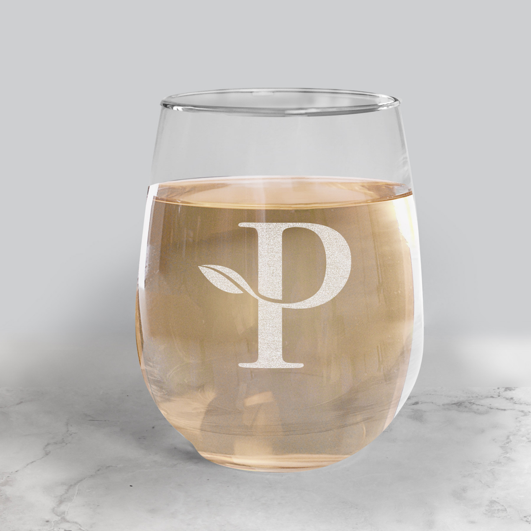 Corporate Logo Etched Stemless Wine Glass Lxxx265C