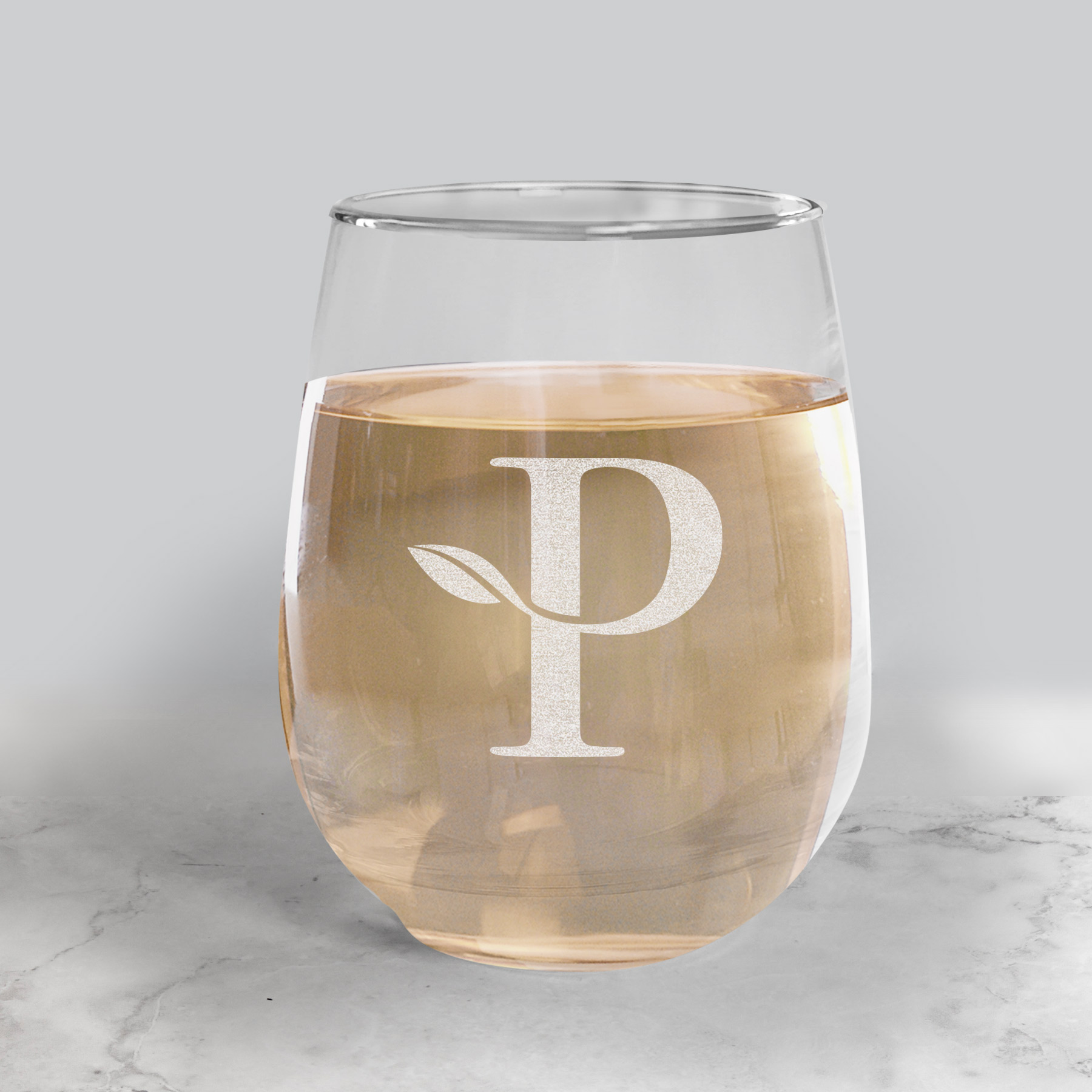 Etched Stemless Wine Glass with your text, logo, or graphics