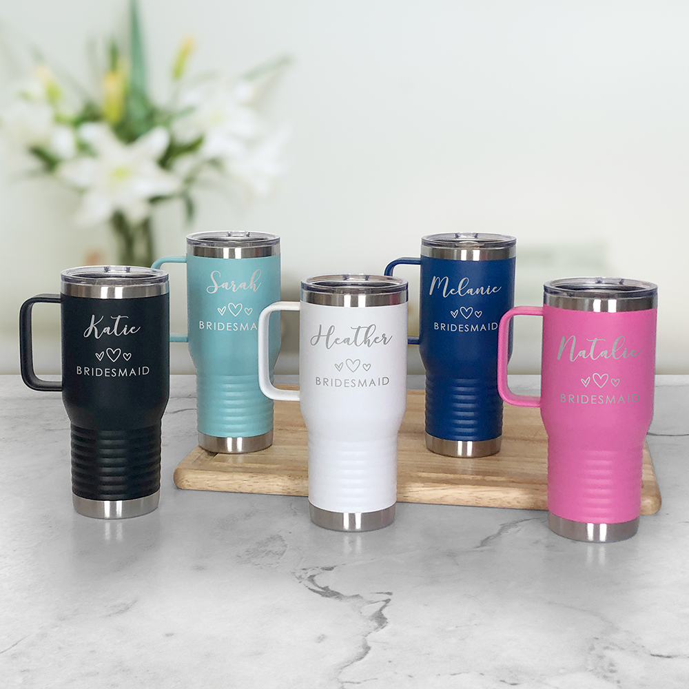 Bridal Party Engraved Travel Mugs