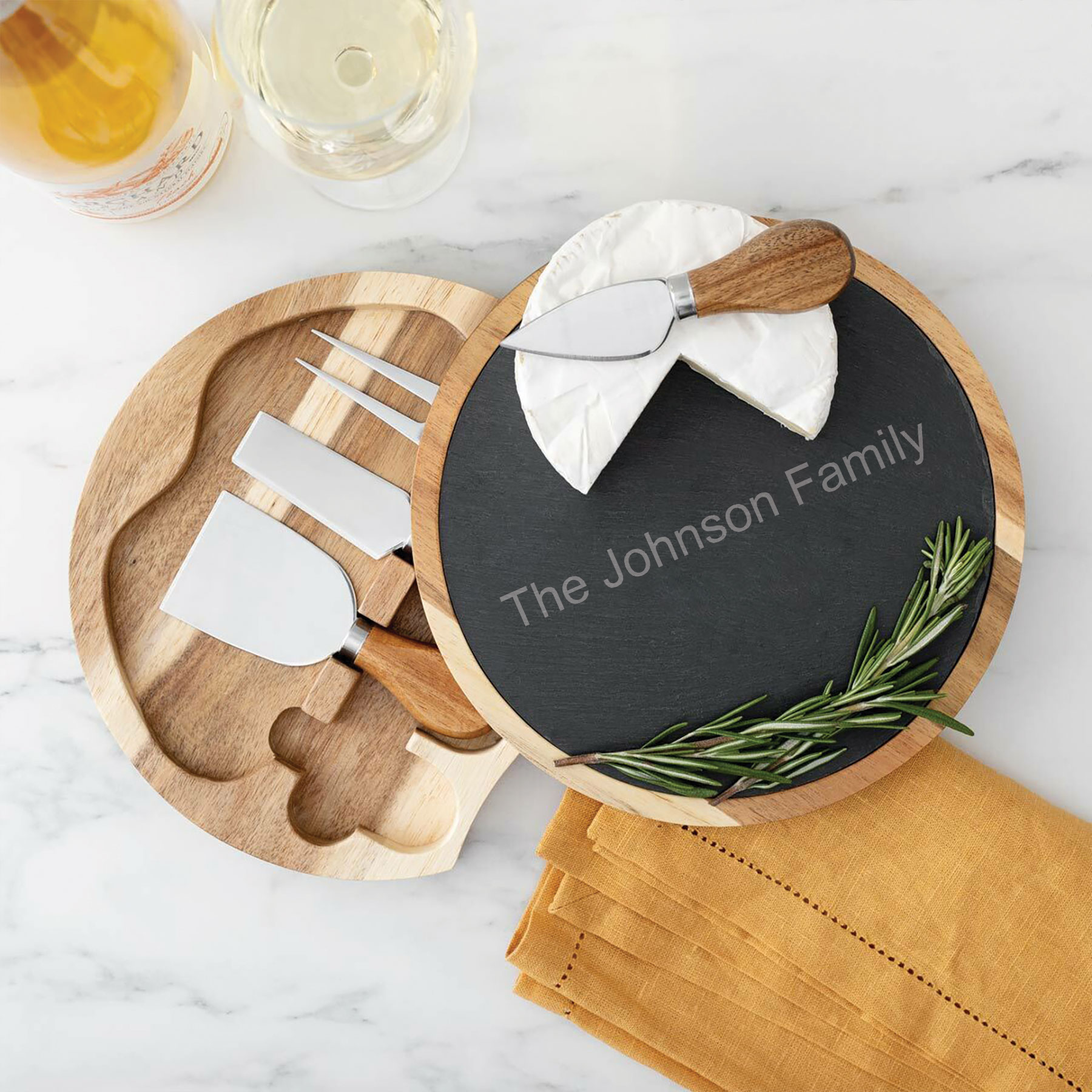 Personalized Slate And Acacia Cheese Board 10664