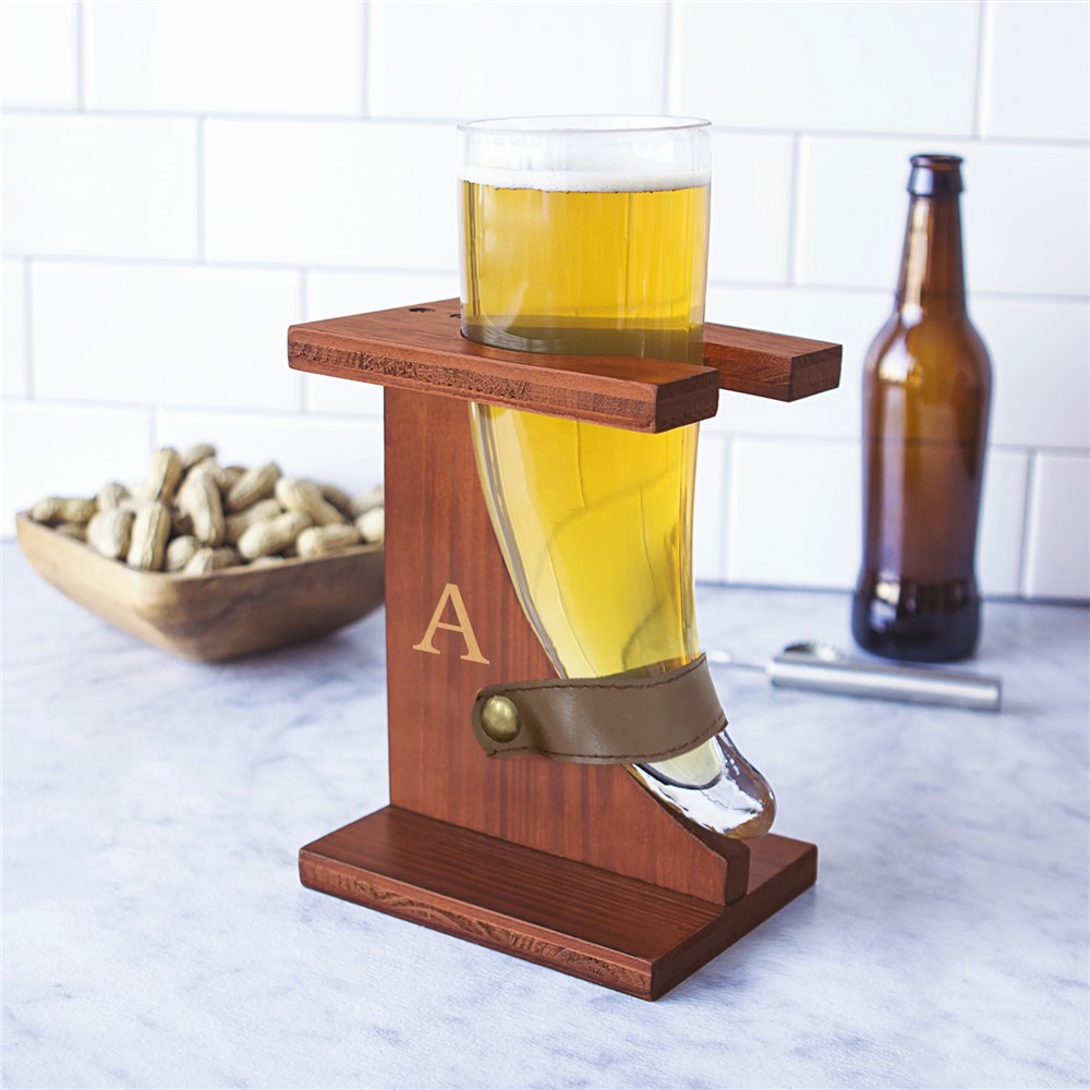 Engraved Horn Shaped Glass with Stand Lxxx400