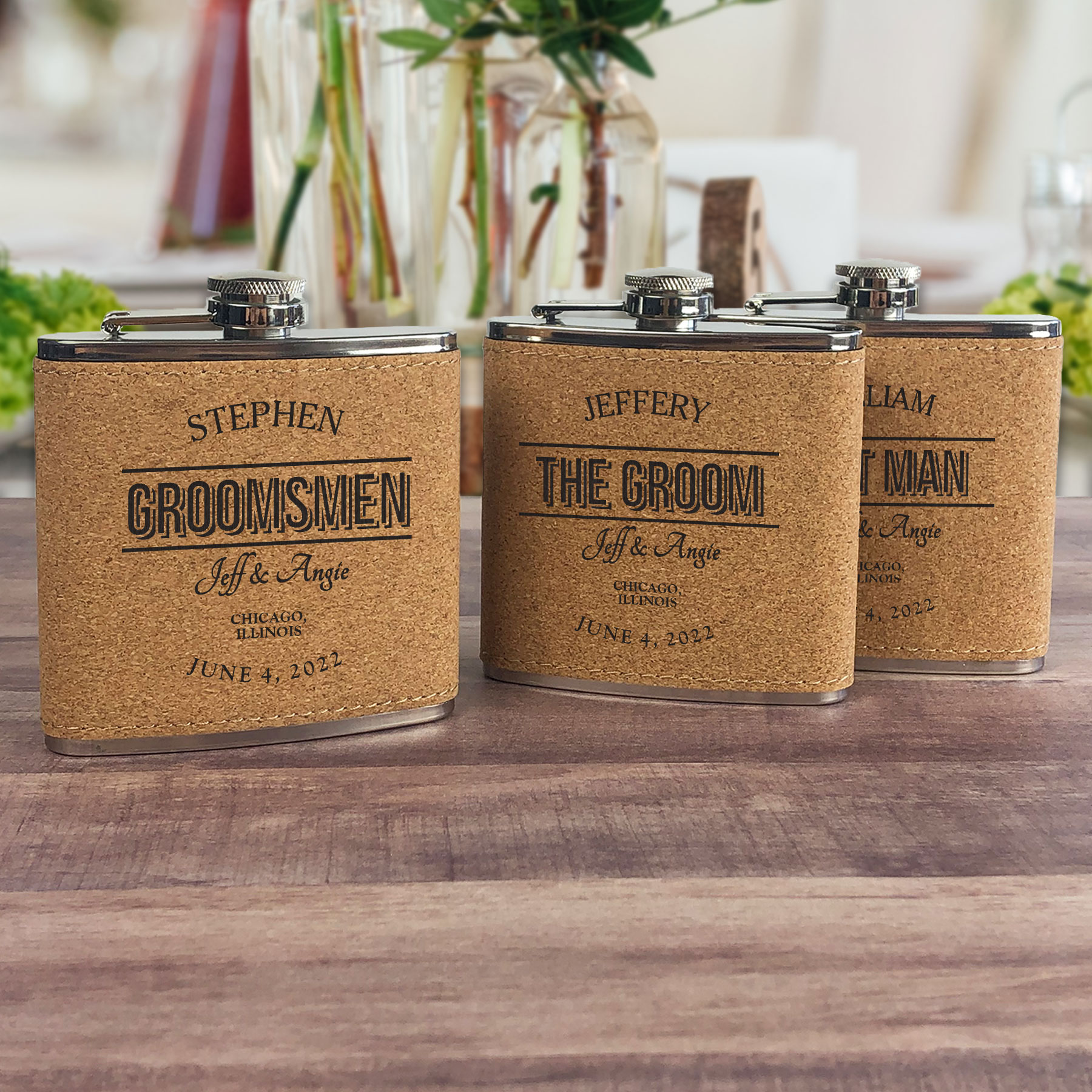 Personalized 6 oz Cork & Stainless Steel Flask 13166