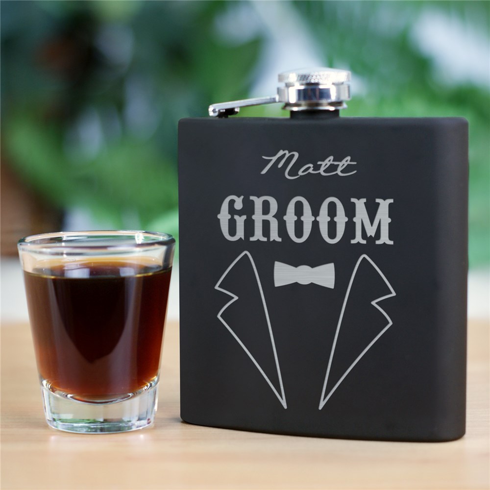 Personalized Black Coated Flask 8975