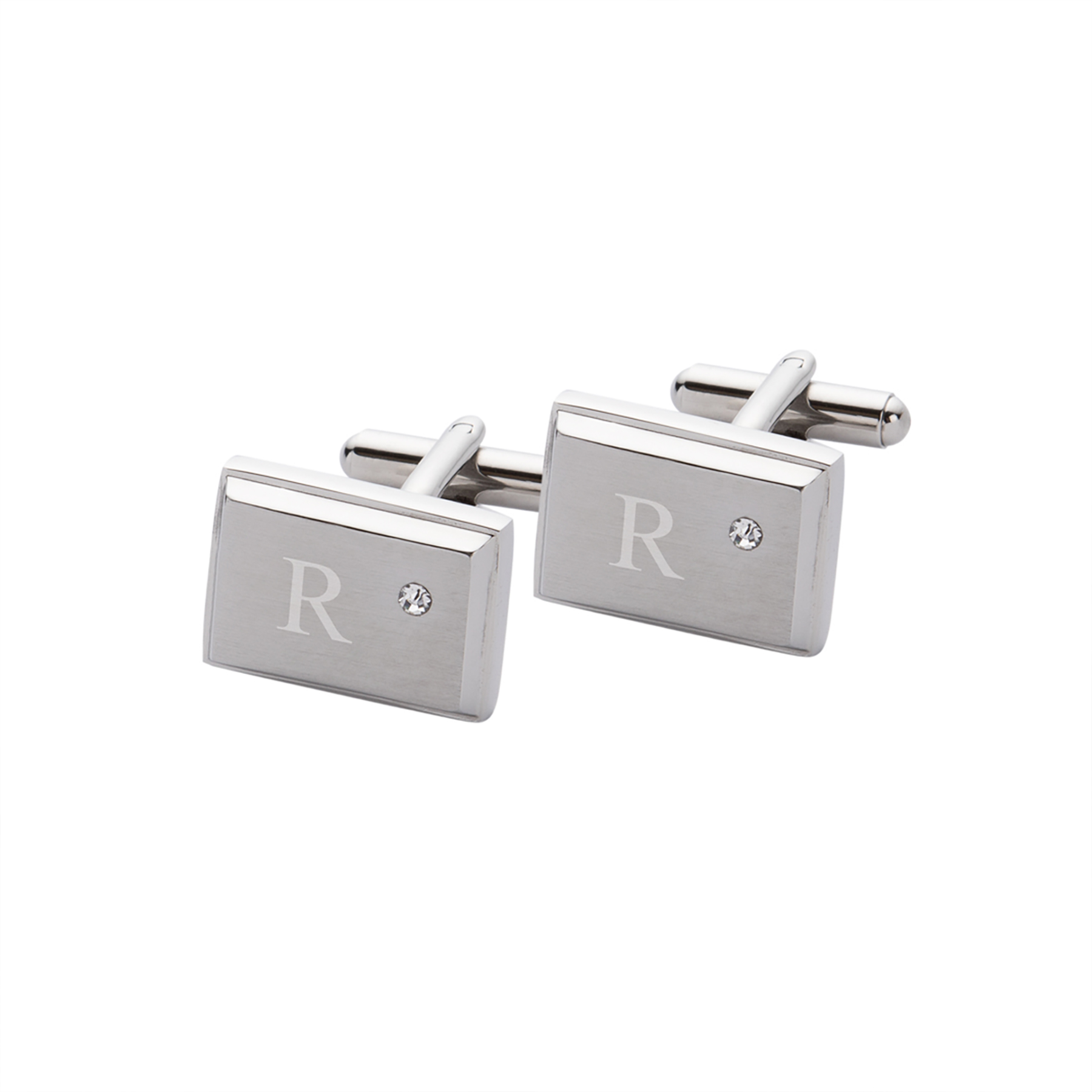 Personalized Zircon Jewel Stainless Steel Cuff Links 1087