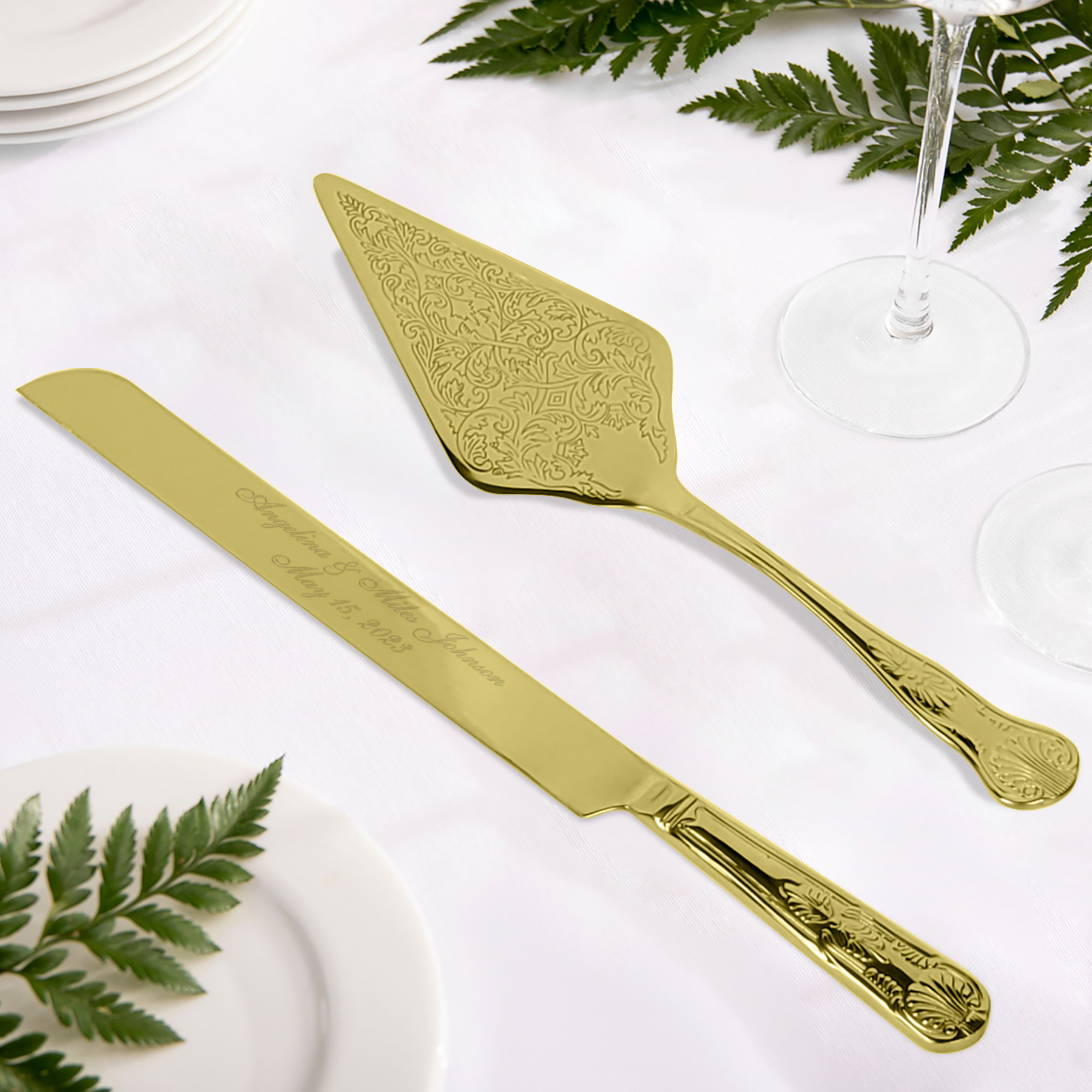 Personalized Silver & Gold Cake Server Set 1780