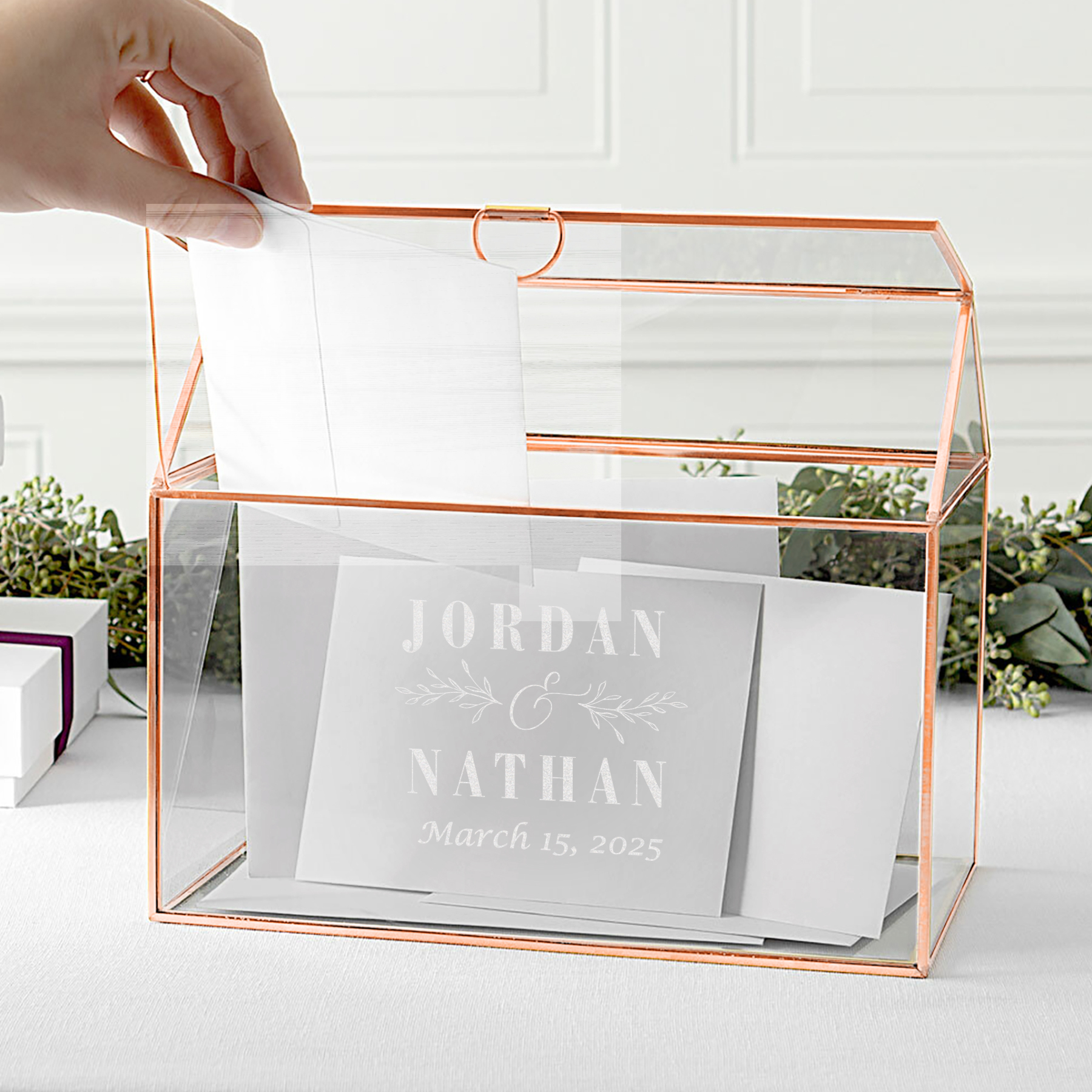 Personalized Glass Terrarium Reception Gift Card Holder 11088