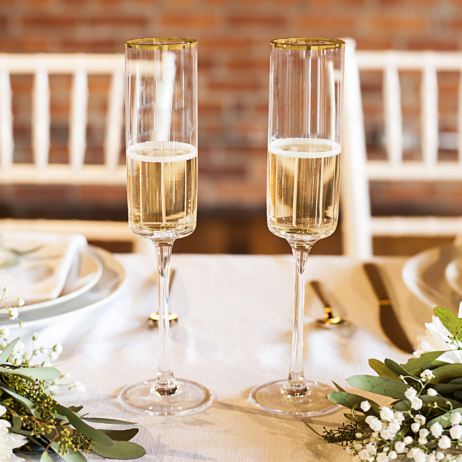 Optic Champagne Flute with Gold Rim