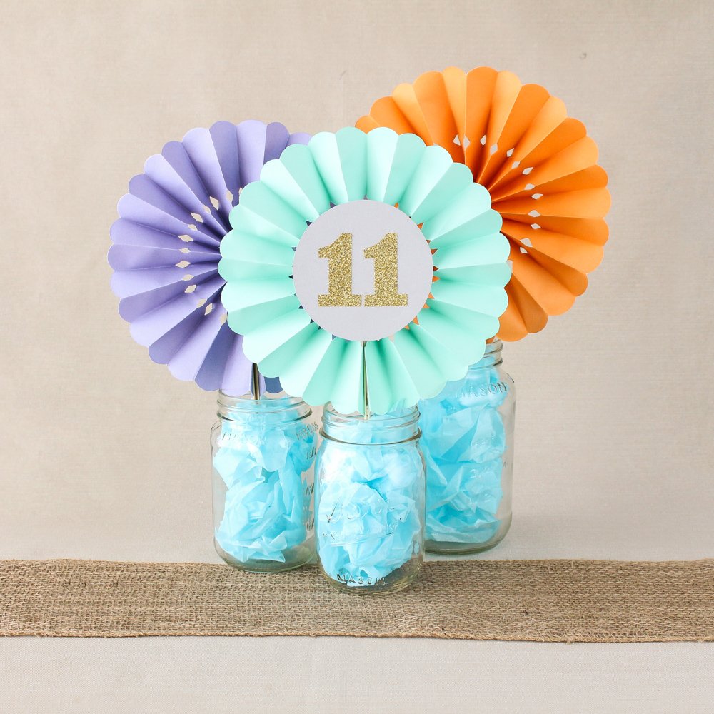 Pinwheel Paper Hand Fan Table Numbers