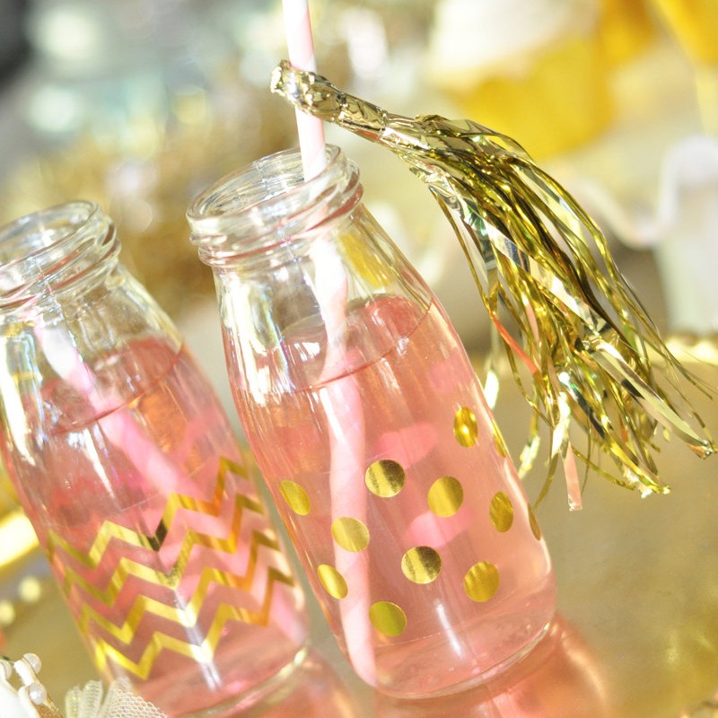 Metallic Mini Tassel on Straws