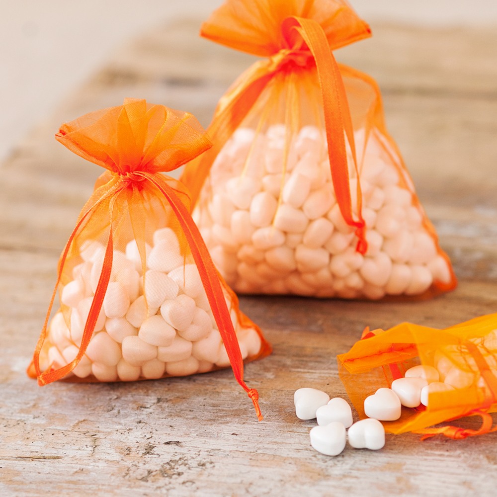 Sheer Organza Favor Bags in Orange