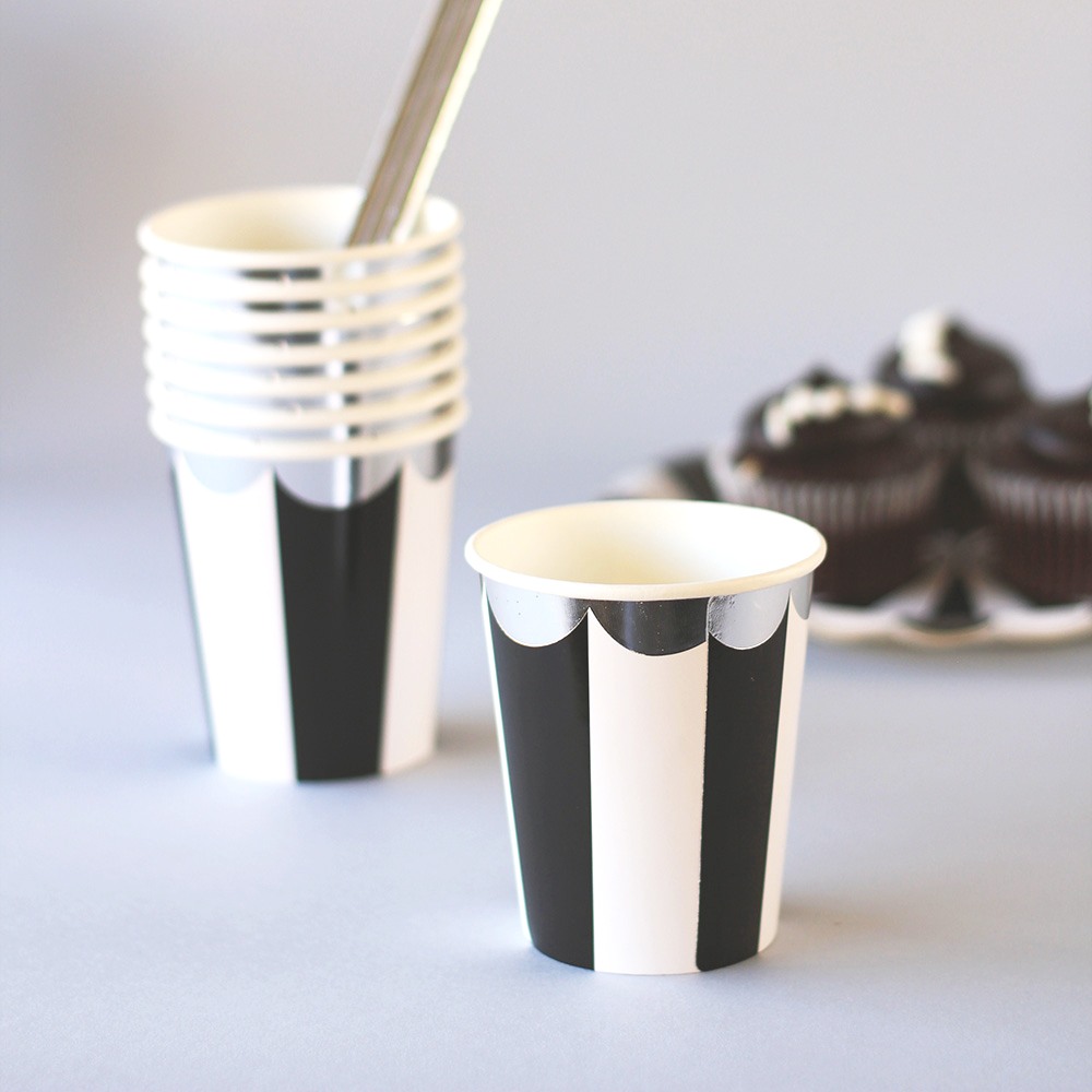 Toot Sweet Scalloped Black Cups