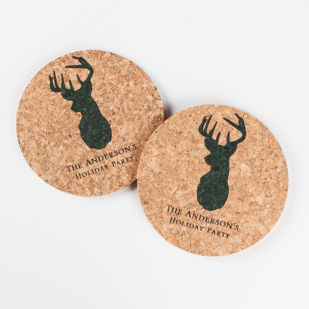 Personalized Holiday Cork Coasters