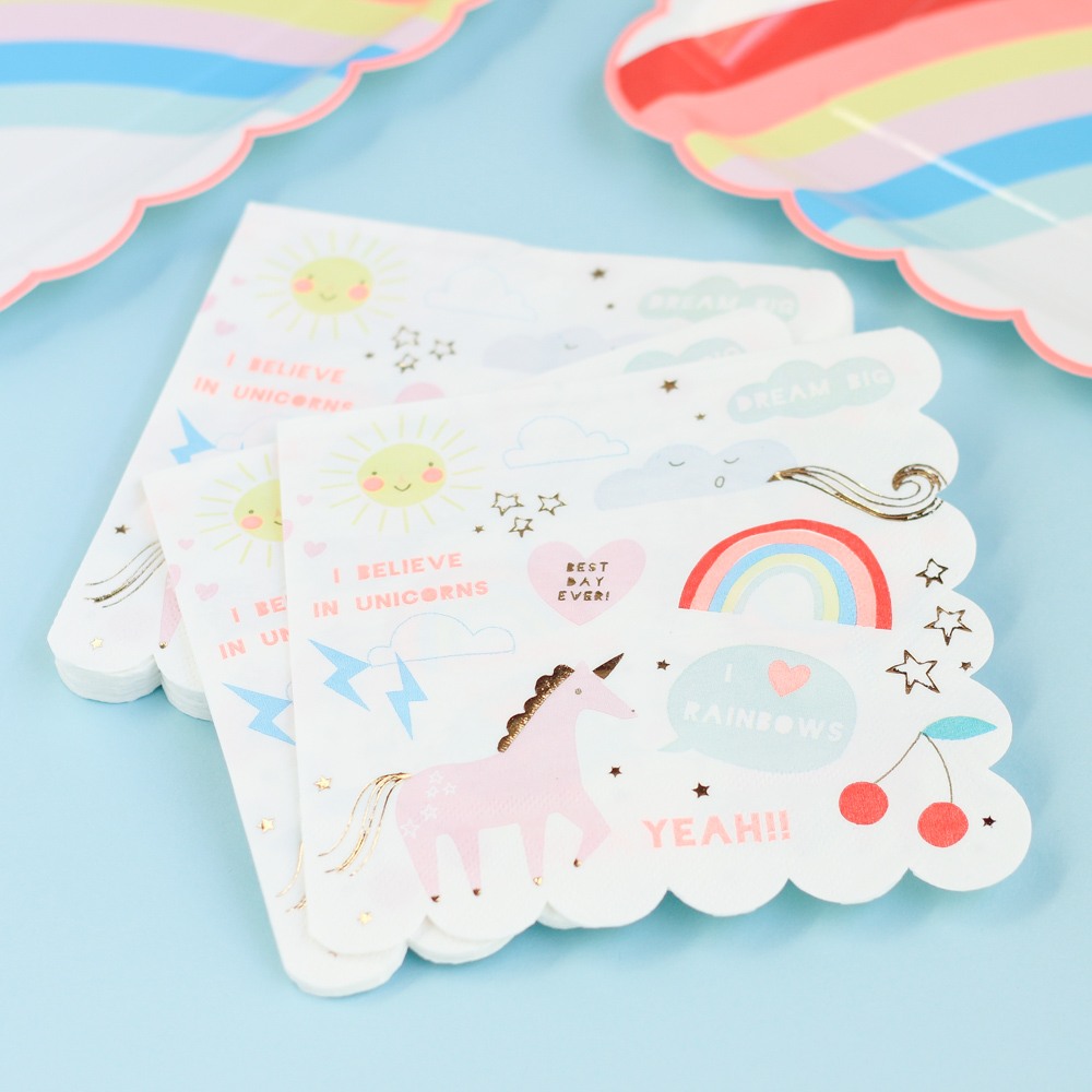 Rainbow And Unicorn 7" Party Napkins 8780