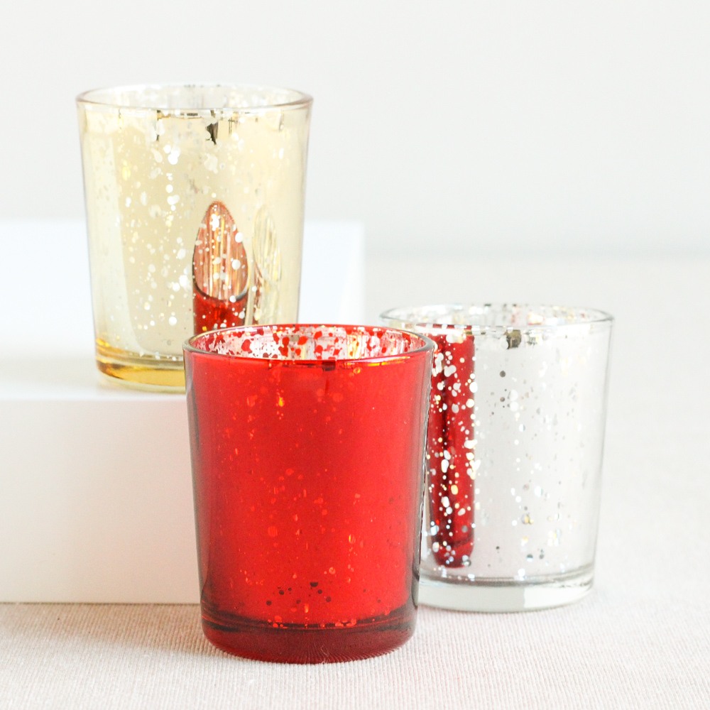 Red, Gold & Silver Mercury Glass Tealight Holders