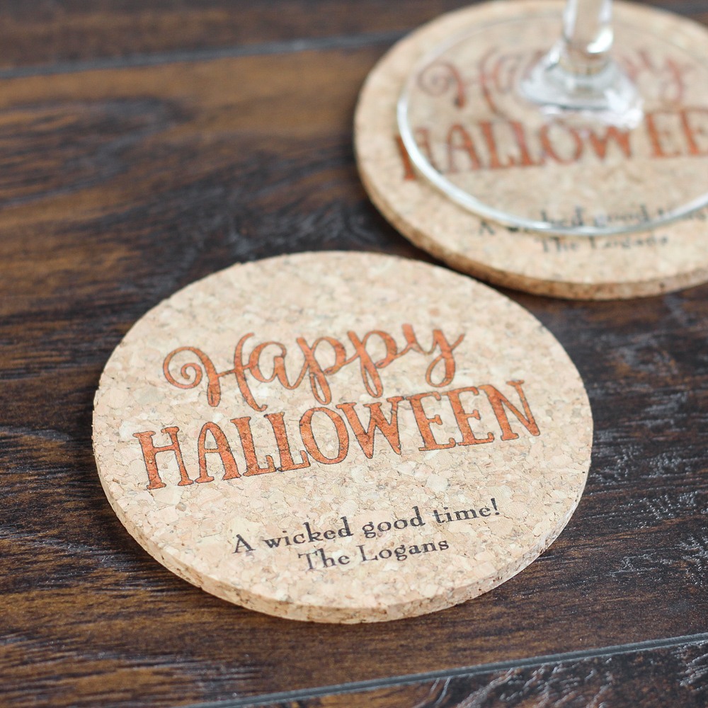 Personalized Halloween Cork Coasters