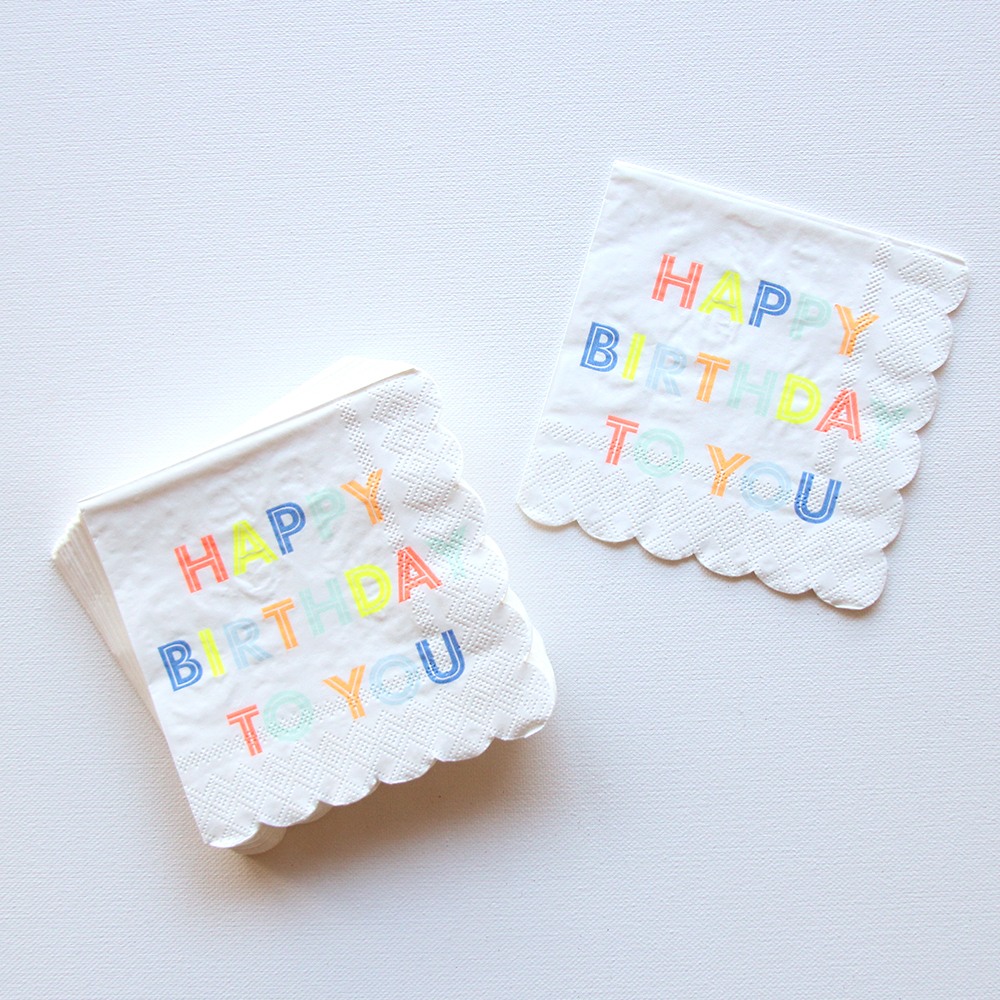 Small Neon Birthday Party Napkins