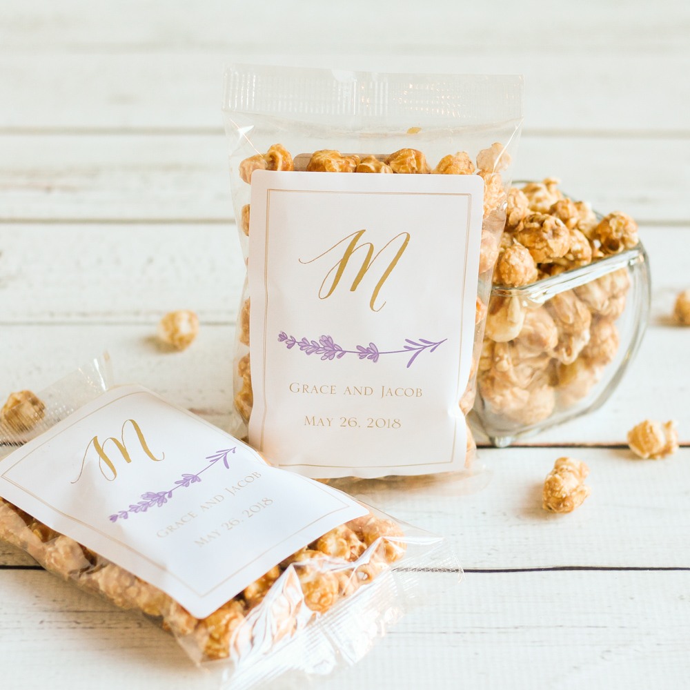 Personalized Lavender Sprig Caramel Corn