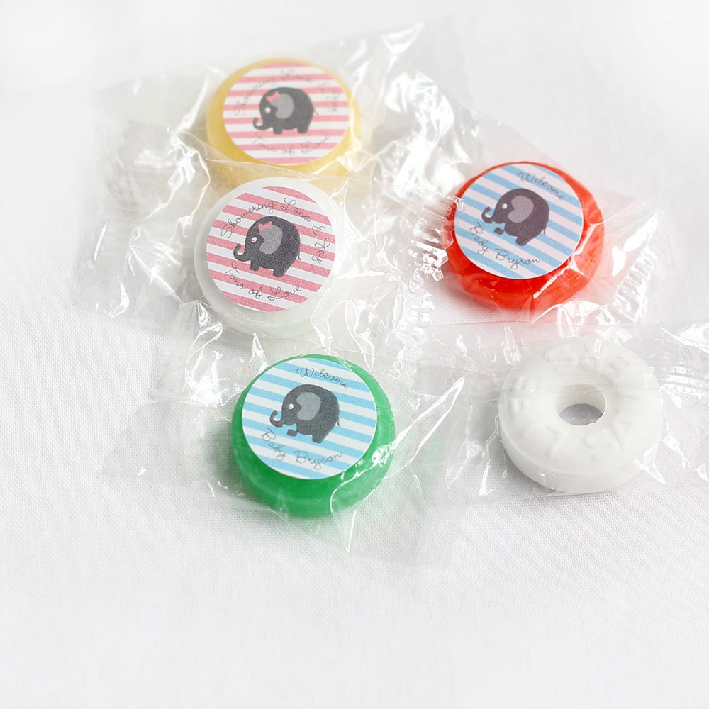 Personalized Elephant Baby Shower Life Saver Candies