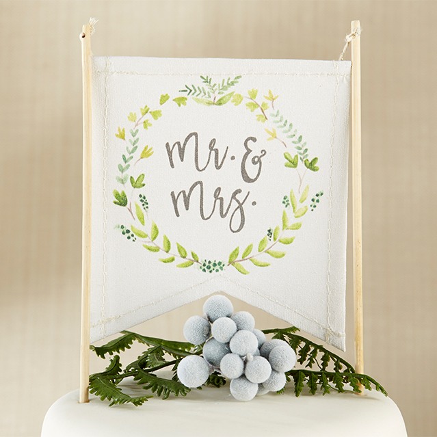 Botanical Canvas Mr. & Mrs. Cake Topper 10008