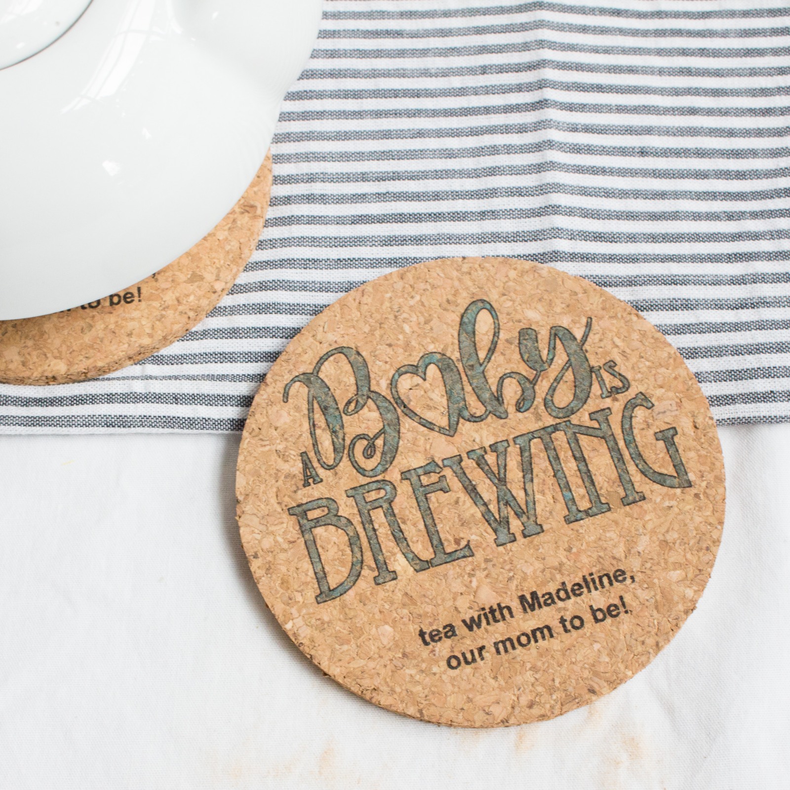 Personalized Baby Shower Cork Coasters 8351