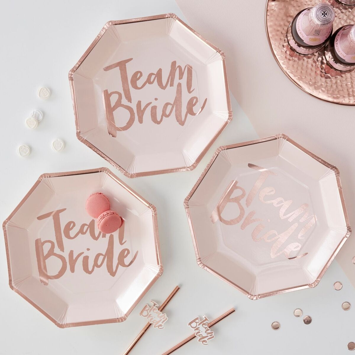 Rose Gold Foiled Team Bride Paper Plates