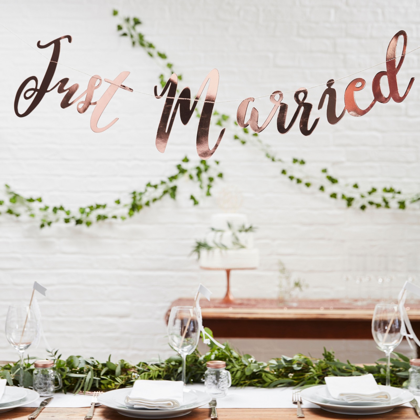 Just Married Rose Gold Banner 10961