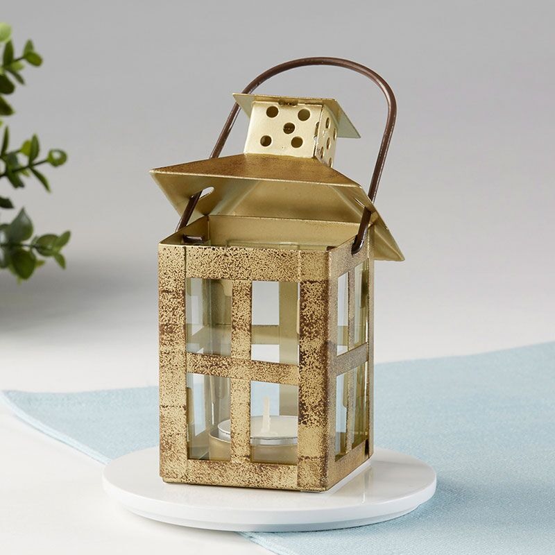 Distressed Small Lantern - Gold