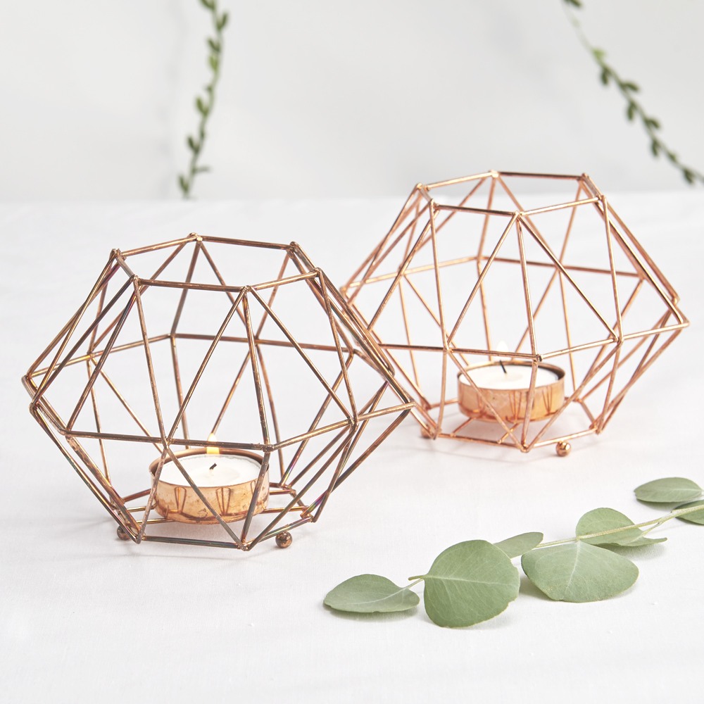 Copper Geo Tealight Holder 8863